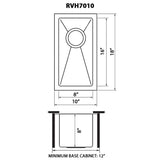 Undermount Bar Prep Tight Radius 16 Gauge Kitchen Sink Stainless Steel Single Bowl