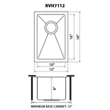 Undermount 16 Gauge Tight Radius Bar Prep Sink Stainless Steel Single Bowl