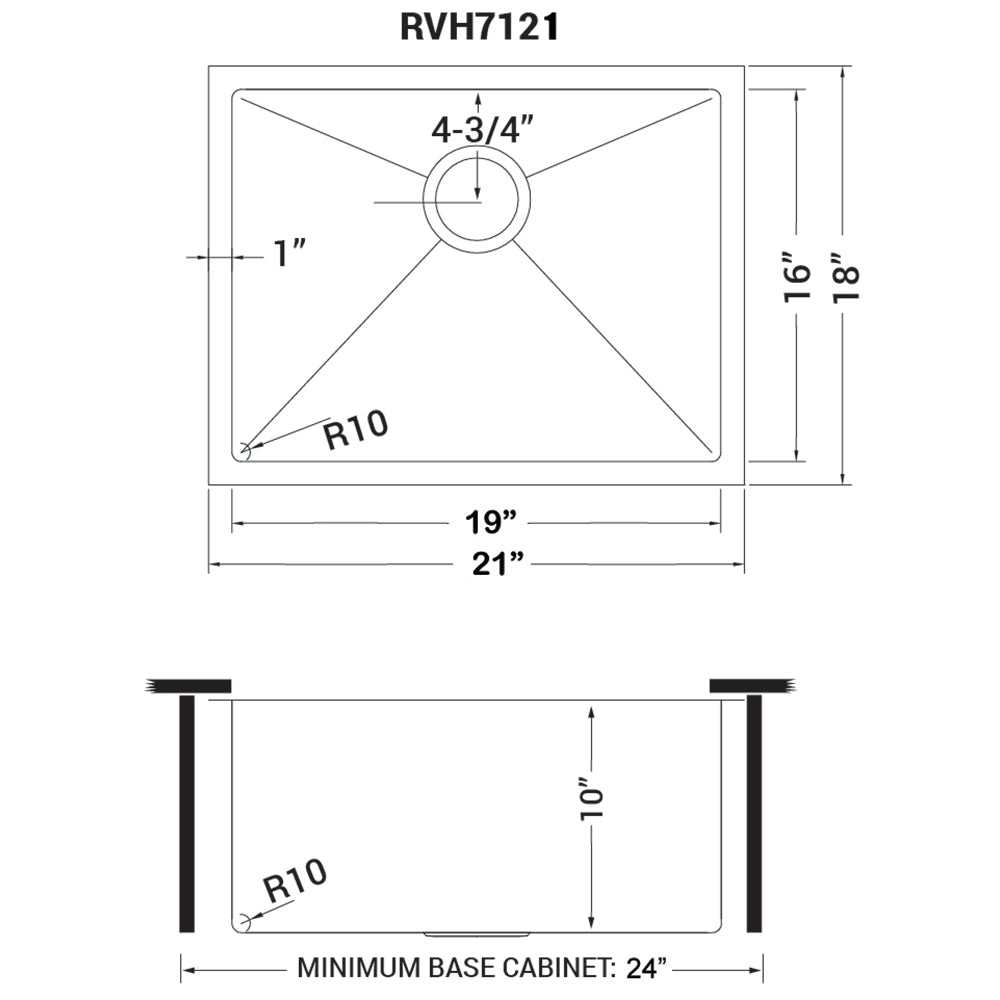 Undermount 16 Gauge Tight Radius Bar Prep Sink Stainless Steel Single Bowl