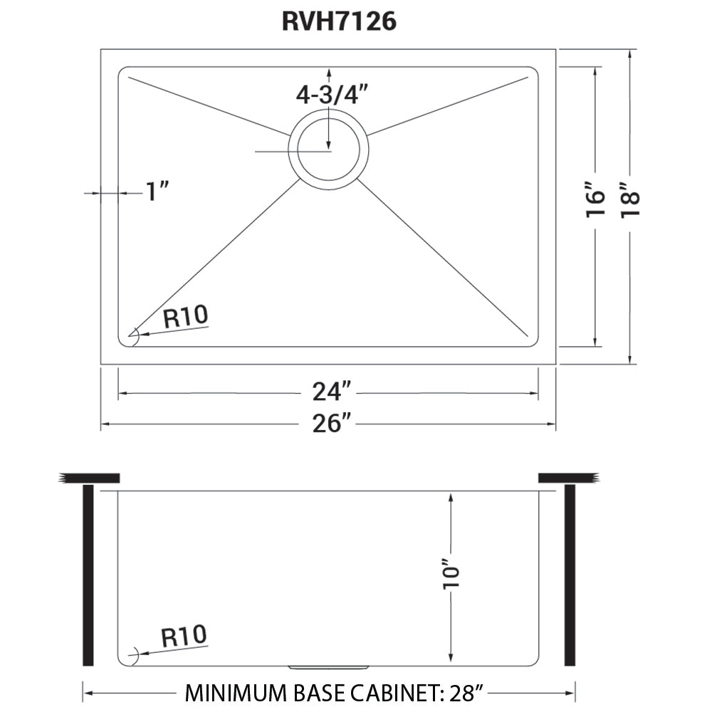 Undermount 16 Gauge Tight Radius Bar Prep Sink Stainless Steel Single Bowl