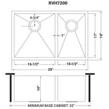 Undermount 60/40 Double Bowl Zero Radius 16 Gauge Stainless Steel Kitchen Sink