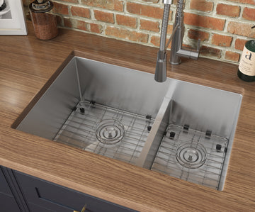 Low-Divide Undermount Tight Radius 60/40 Double Bowl 16 Gauge Stainless Steel Kitchen Sink