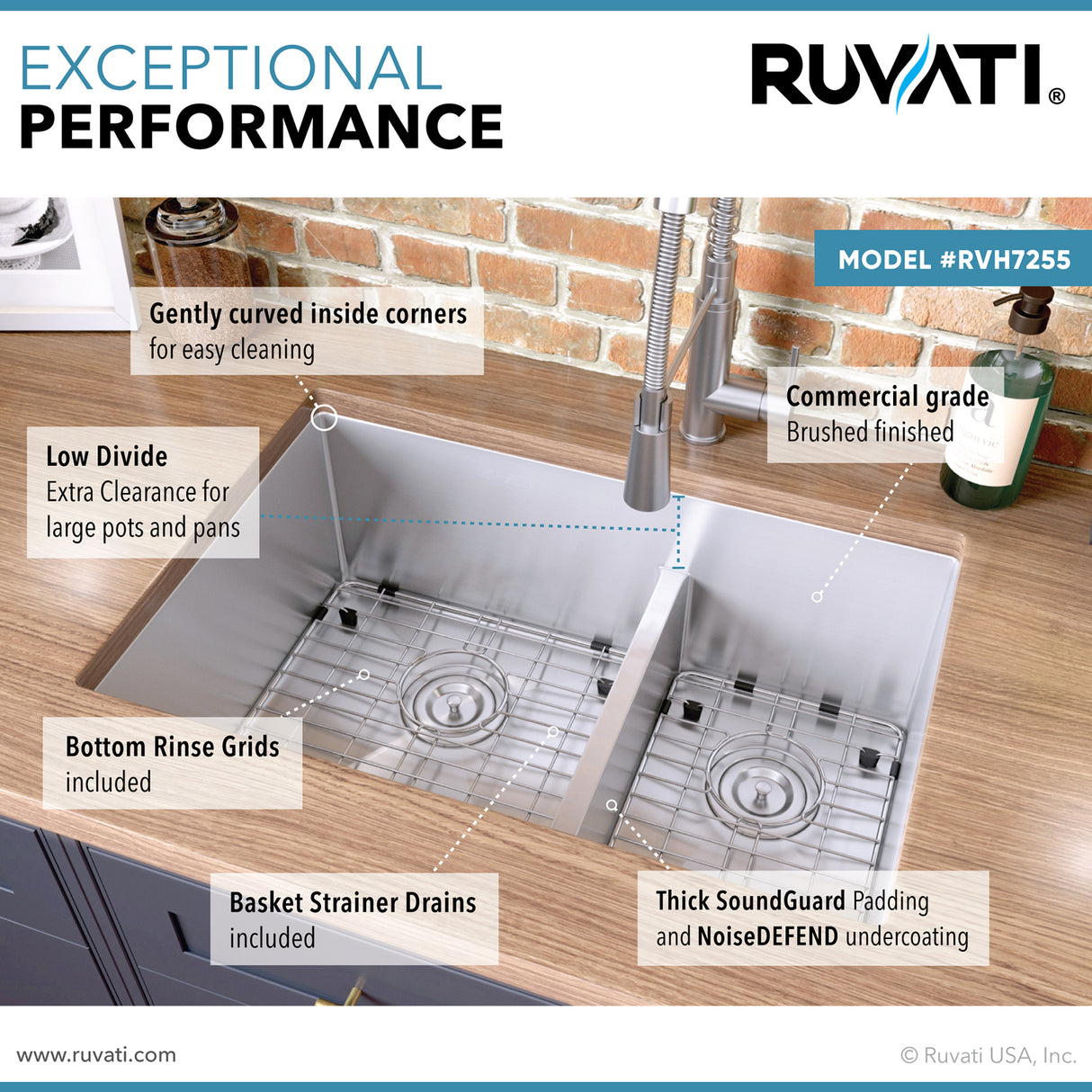 Low-Divide Undermount Tight Radius 60/40 Double Bowl 16 Gauge Stainless Steel Kitchen Sink