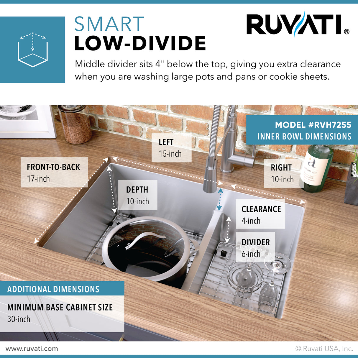 Low-Divide Undermount Tight Radius 60/40 Double Bowl 16 Gauge Stainless Steel Kitchen Sink