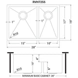 Low-Divide Undermount Tight Radius 60/40 Double Bowl 16 Gauge Stainless Steel Kitchen Sink