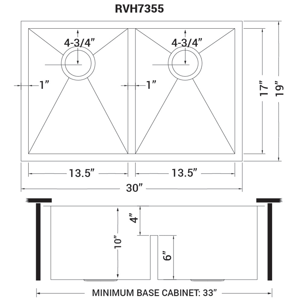 Low-Divide Undermount Tight Radius 50/50 Double Bowl 16 Gauge Stainless Steel Kitchen Sink