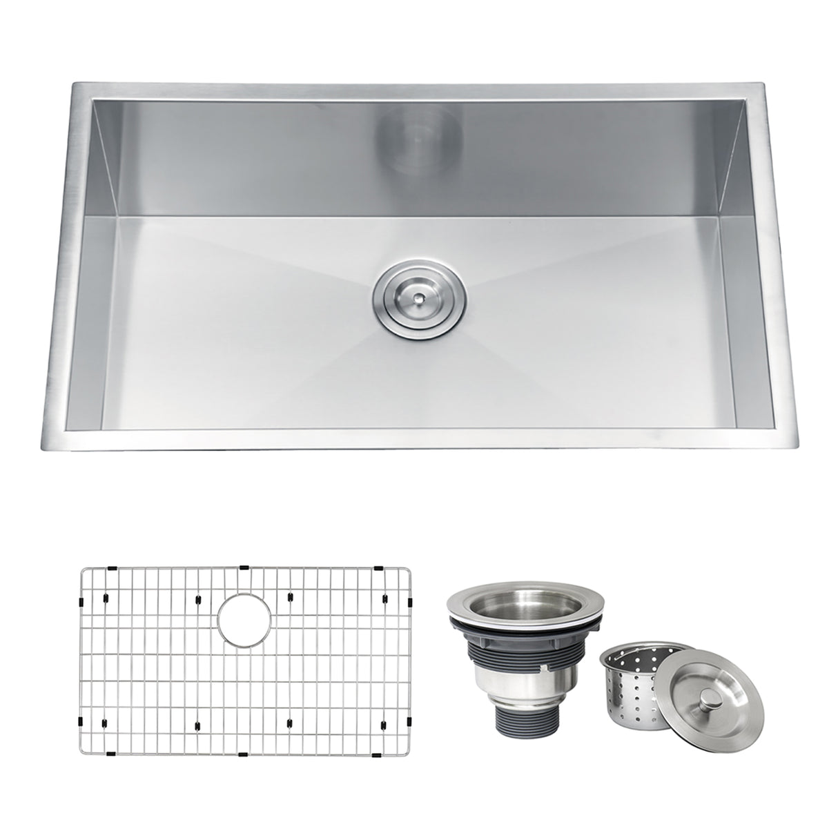 Undermount 16 Gauge Zero Radius Kitchen Sink Stainless Steel Single Bowl