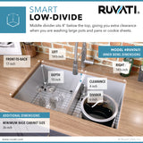 Low-Divide Undermount Tight Radius 50/50 Double Bowl 16 Gauge Stainless Steel Kitchen Sink