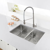 Low-Divide Undermount Tight Radius 50/50 Double Bowl 16 Gauge Stainless Steel Kitchen Sink