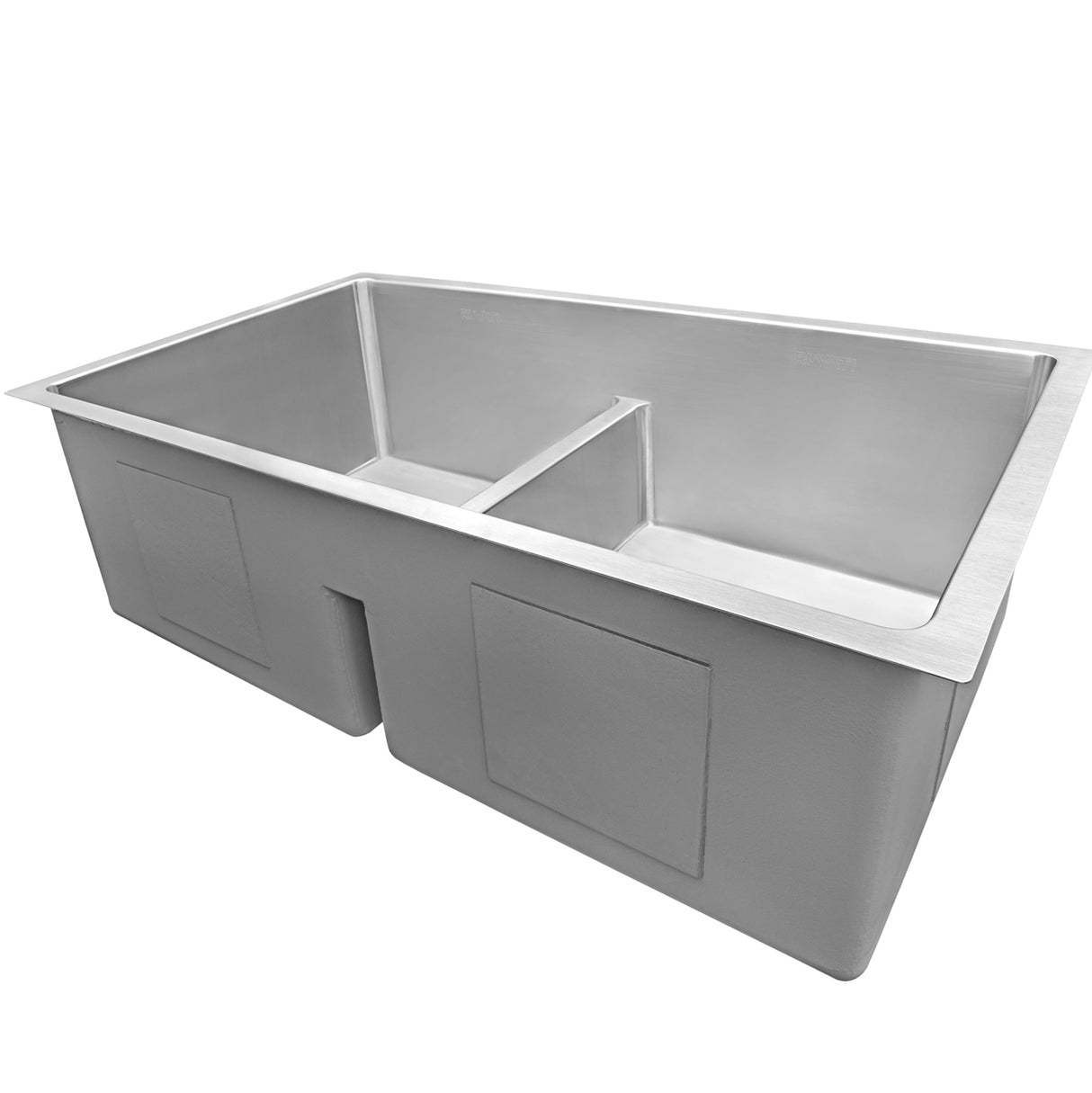 Low-Divide Undermount Tight Radius 50/50 Double Bowl 16 Gauge Stainless Steel Kitchen Sink