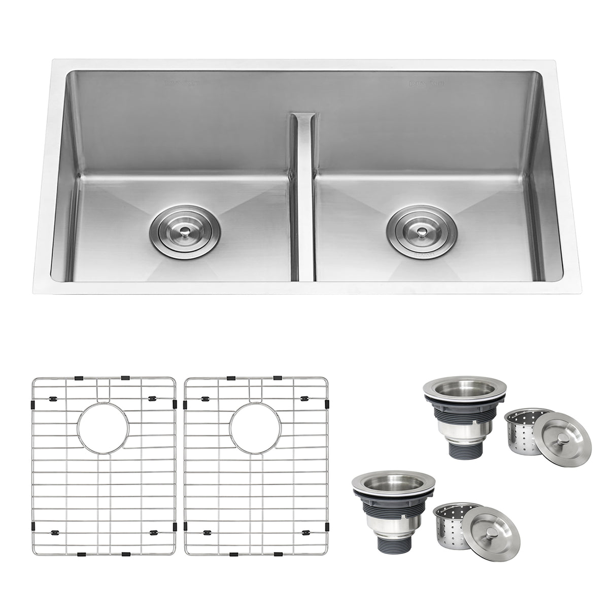 Low-Divide Undermount Tight Radius 50/50 Double Bowl 16 Gauge Stainless Steel Kitchen Sink