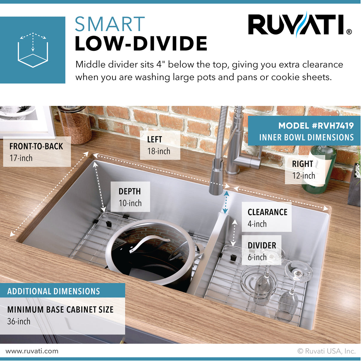 Low-Divide Undermount Tight Radius 60/40 Double Bowl 16 Gauge Stainless Steel Kitchen Sink