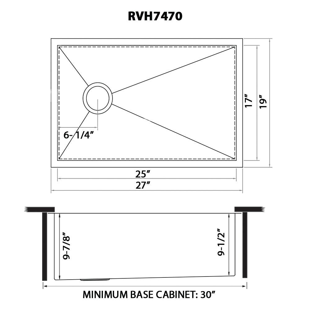 Slope Bottom Offset Drain Undermount Kitchen Sink Single Bowl Stainless Steel