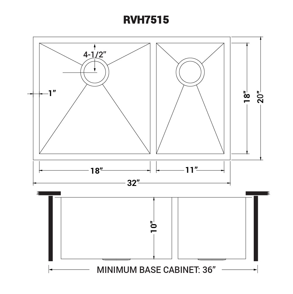 Undermount 60/40 Double Bowl Zero Radius 16 Gauge Stainless Steel Kitchen Sink