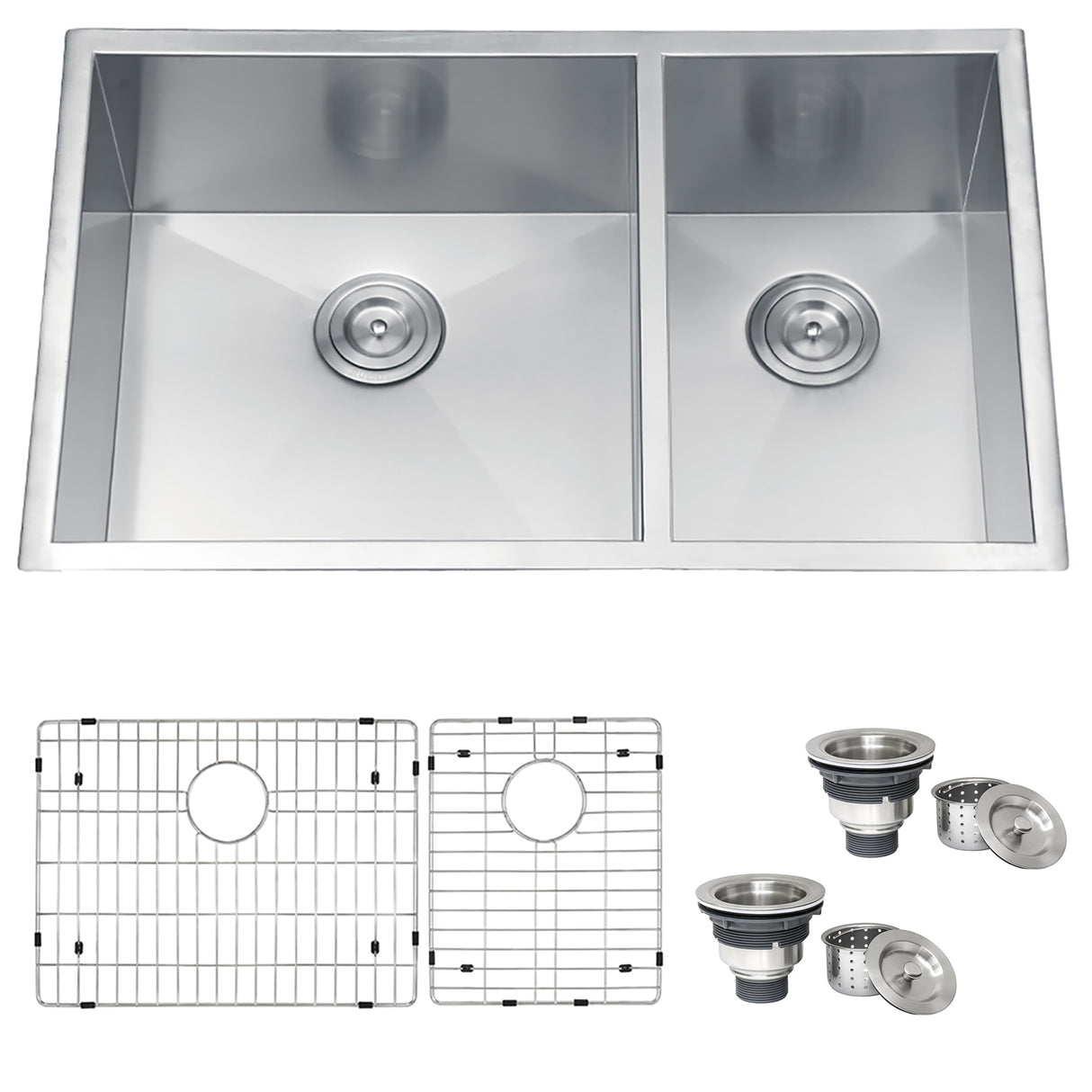 Undermount 60/40 Double Bowl Zero Radius 16 Gauge Stainless Steel Kitchen Sink