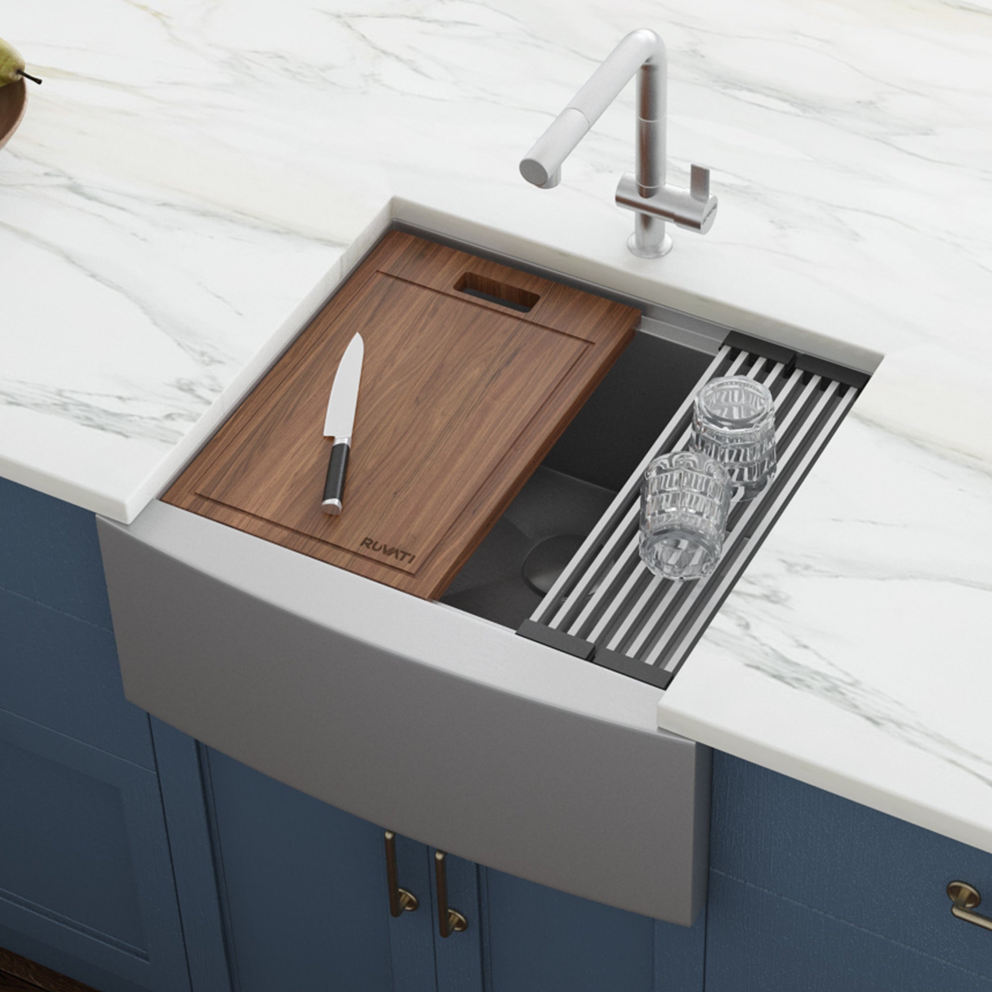 30 x 22 x inch Farmhouse Kitchen Sink, Workstation Ledge 18 Gauge Stainless Steel Sink Modern Apron-front Single Bowl Kitchen Sink - 3