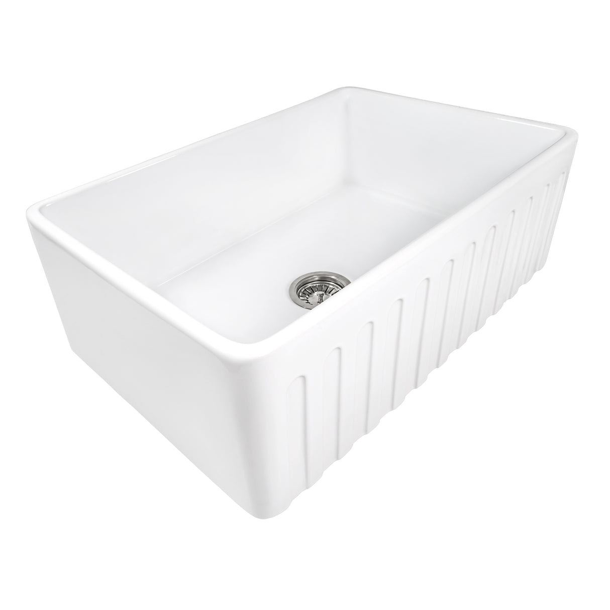 33 x 20 inch Fireclay Reversible Farmhouse Apron - Front Kitchen Sink Single Bowl - BUILDMYPLACE