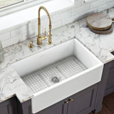 33 x 20 inch Fireclay Reversible Farmhouse Apron - Front Kitchen Sink Single Bowl - BUILDMYPLACE