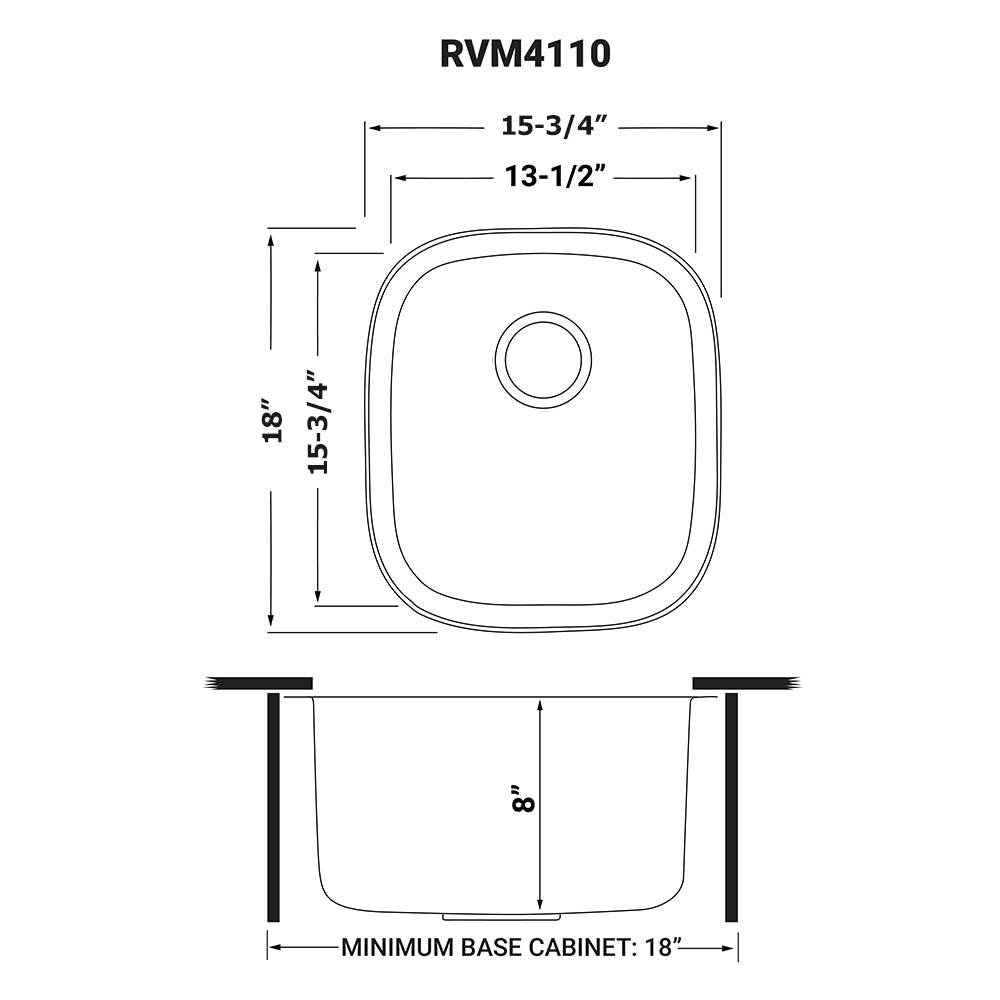 Undermount 16 Gauge Stainless Steel Bar Prep Sink