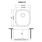 Undermount 16 Gauge Stainless Steel Bar Prep Sink