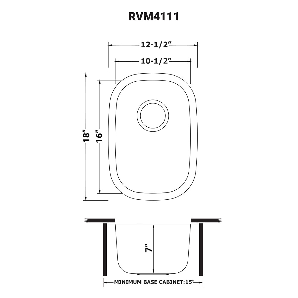 Undermount 16 Gauge Stainless Steel Bar Prep Sink