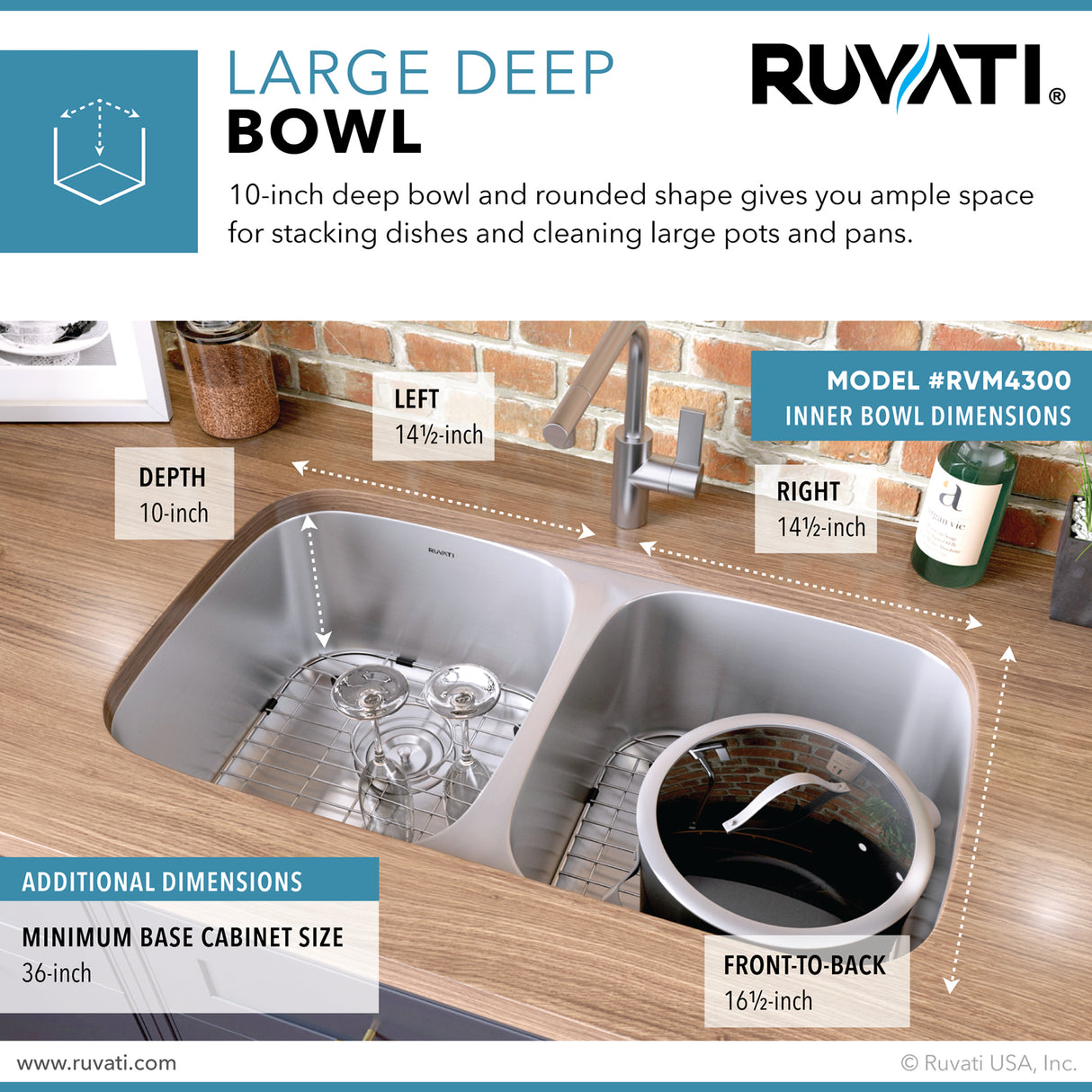 Undermount 50/50 Double Bowl 16 Gauge Stainless Steel Kitchen Sink