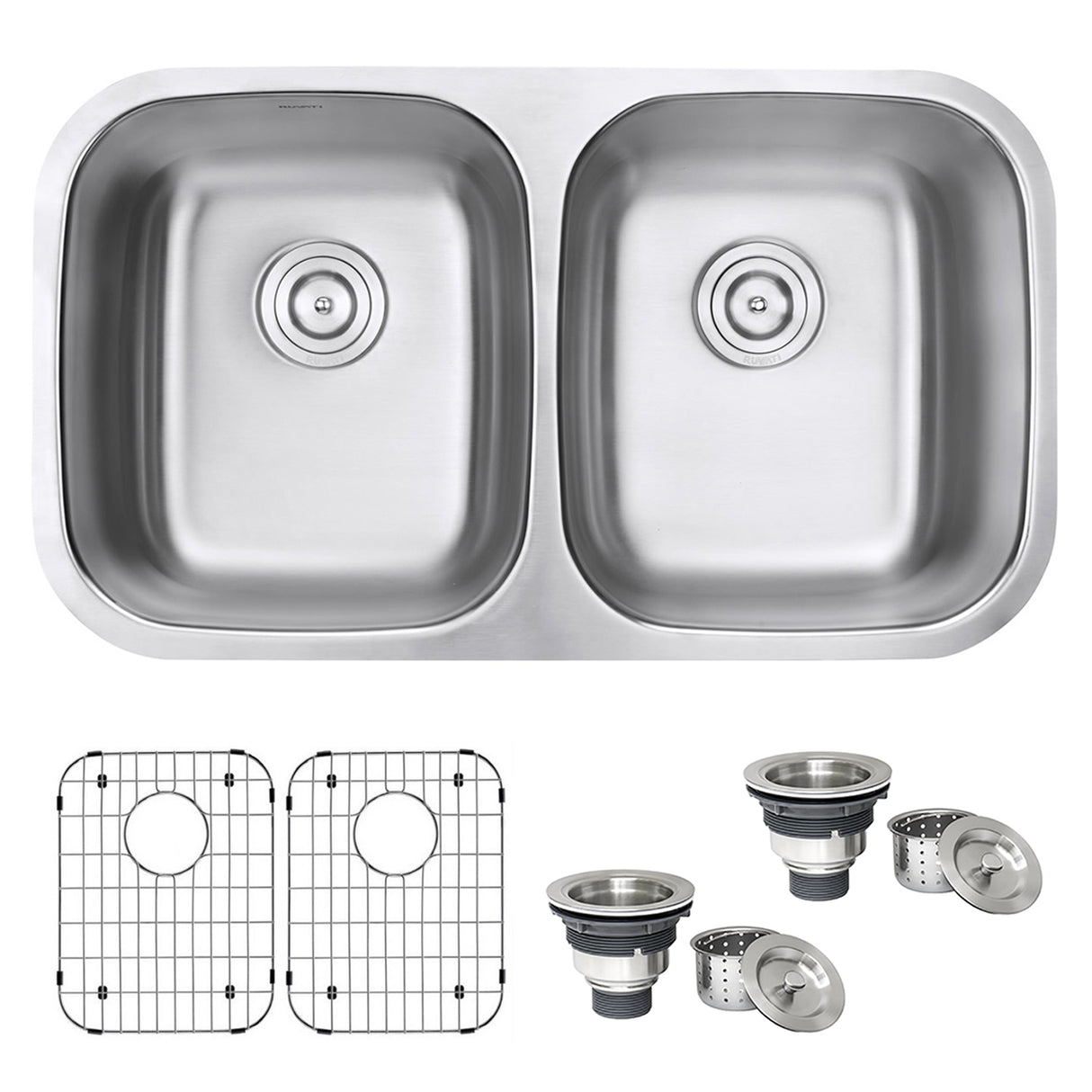 Undermount 50/50 Double Bowl 16 Gauge Stainless Steel Kitchen Sink