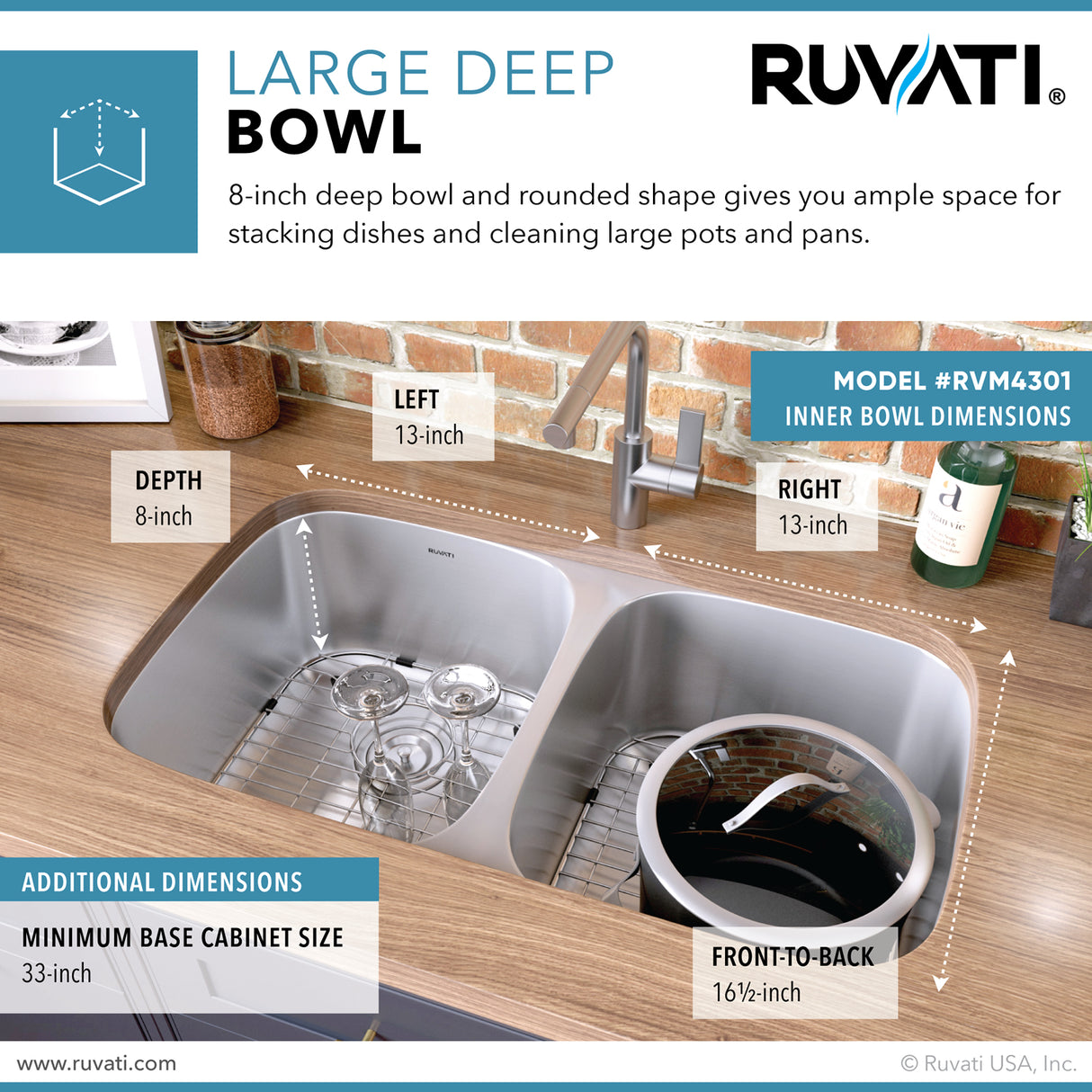 Undermount 50/50 Double Bowl 16 Gauge Stainless Steel Kitchen Sink