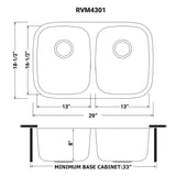 Undermount 50/50 Double Bowl 16 Gauge Stainless Steel Kitchen Sink