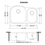 Undermount 32-inch Double Bowl 16 Gauge Stainless Steel