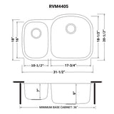 Undermount 32-inch Double Bowl 16 Gauge Stainless Steel