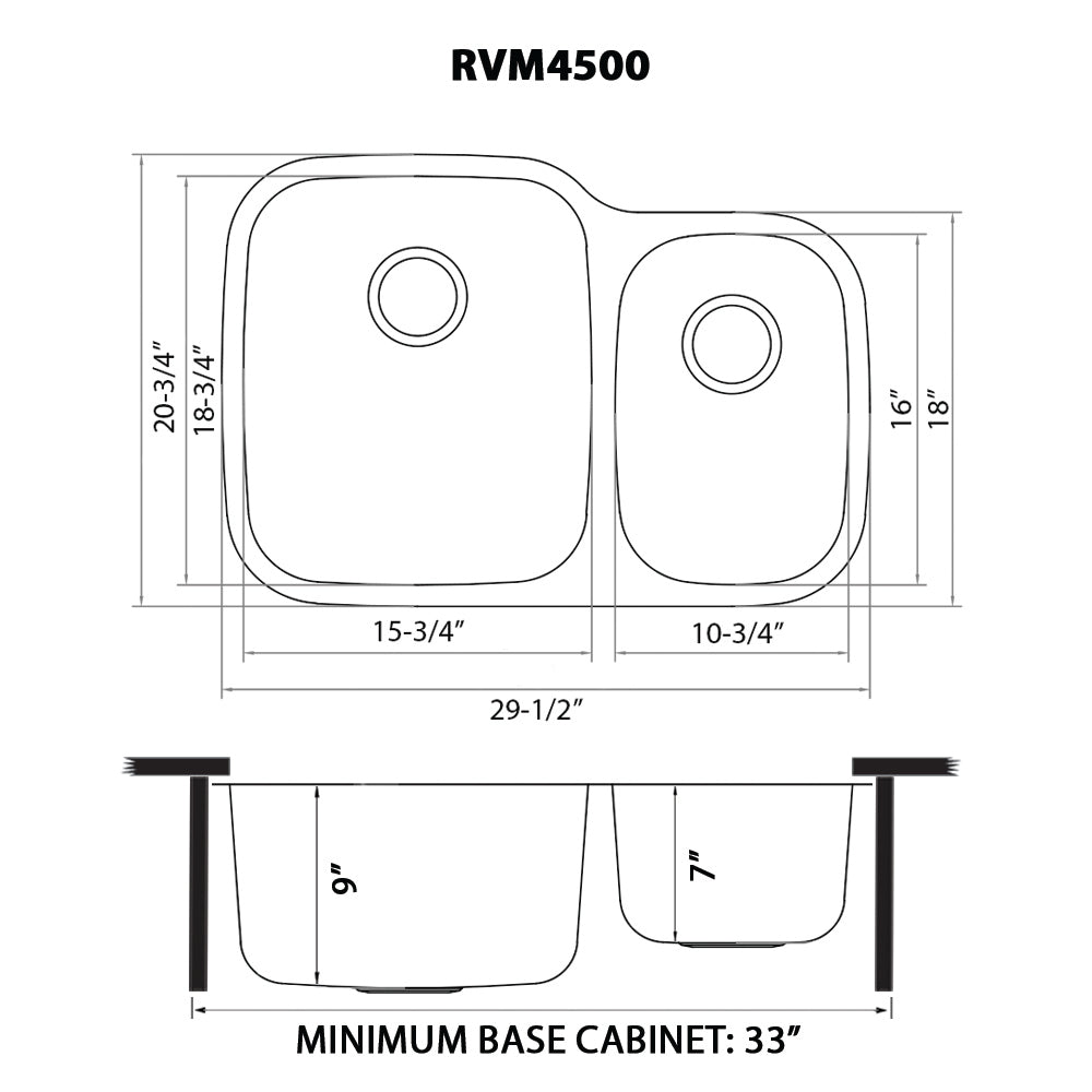 Undermount 29-inch  Double Bowl 16 Gauge Stainless Steel Kitchen Sink