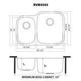 Undermount 29-inch  Double Bowl 16 Gauge Stainless Steel Kitchen Sink