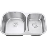 Undermount 34-inch Double Bowl 16 Gauge Stainless Steel Kitchen Sink