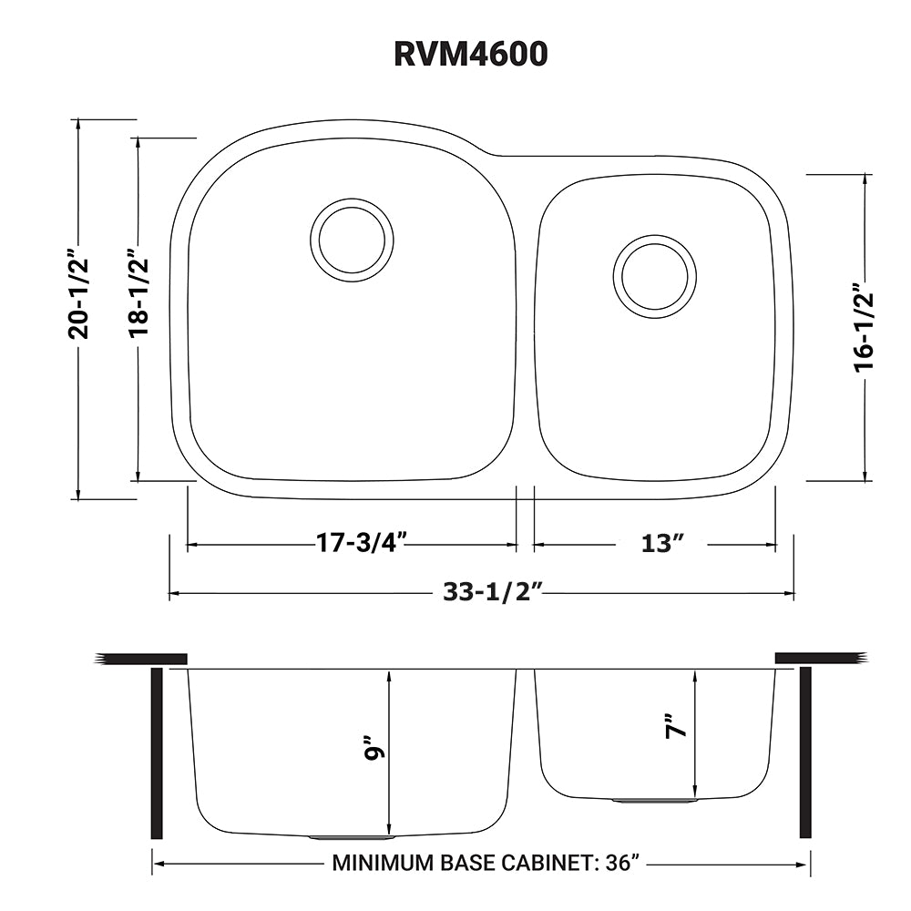 Undermount 34-inch Double Bowl 16 Gauge Stainless Steel Kitchen Sink