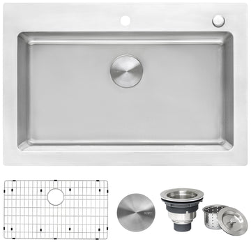 Drop-in Topmount Kitchen Sink 16 Gauge Stainless Steel Single Bowl