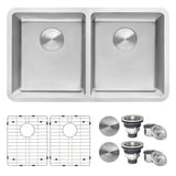 Undermount Kitchen Sink 50/50 Double Bowl 16 Gauge Stainless Steel