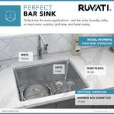 Undermount Bar Prep Kitchen Sink 16 Gauge Stainless Steel Single Bowl