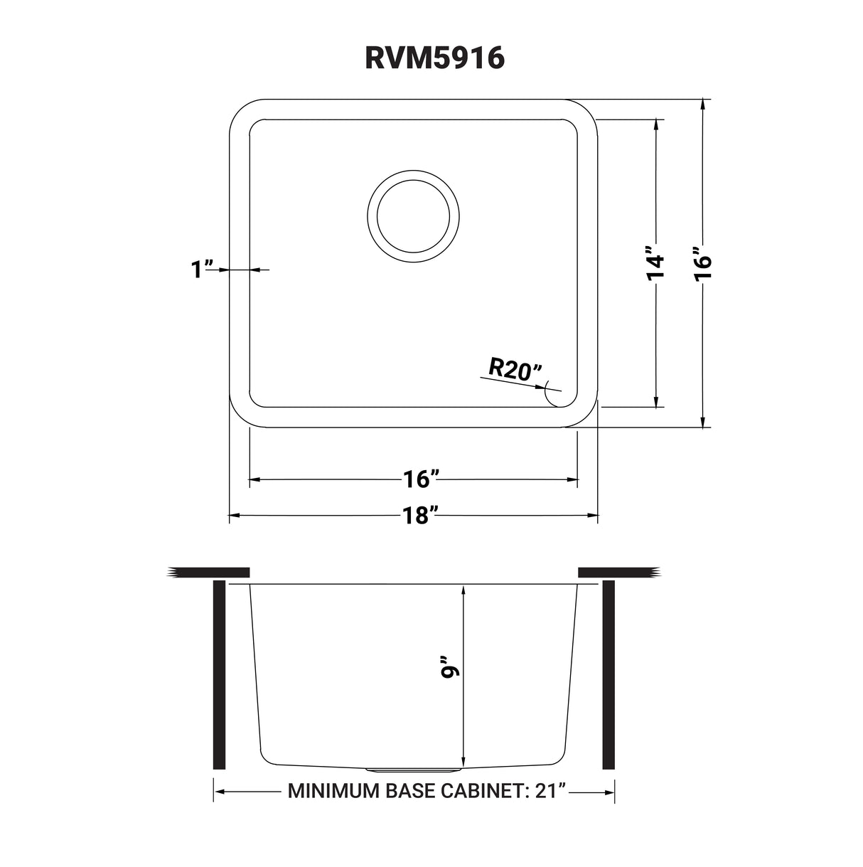 Undermount Bar Prep Kitchen Sink 16 Gauge Stainless Steel Single Bowl