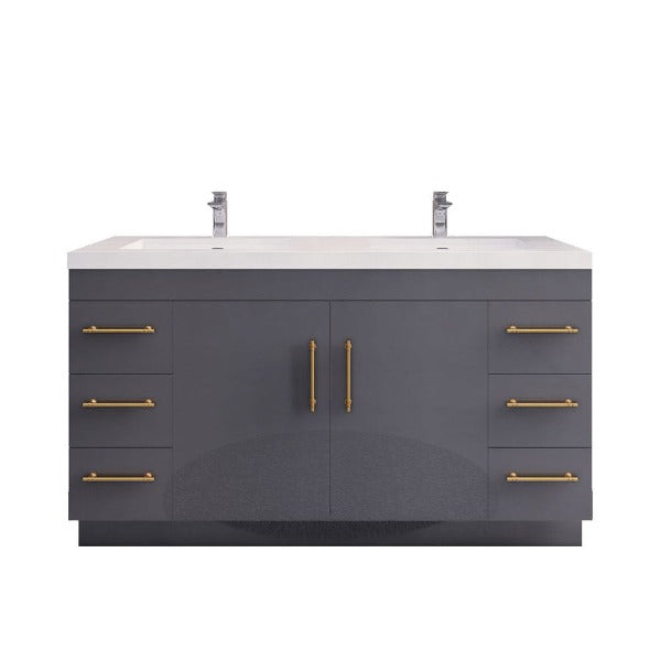 Everest Freestanding Bathroom Vanity with Acrylic Sink, Doors & Drawers