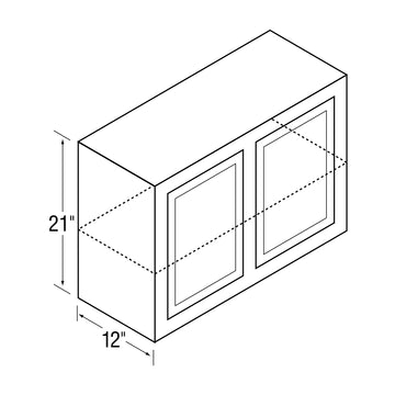 21 inch Wall Cabinets - Single Door - Glenwood Shaker - 24 Inch W x 21 Inch H x 12 Inch D