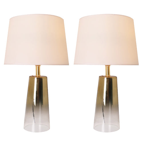 Alecrim Ombre Glass Table Lamp 25" - Gold Ombre/Ivory White (Set of 2)