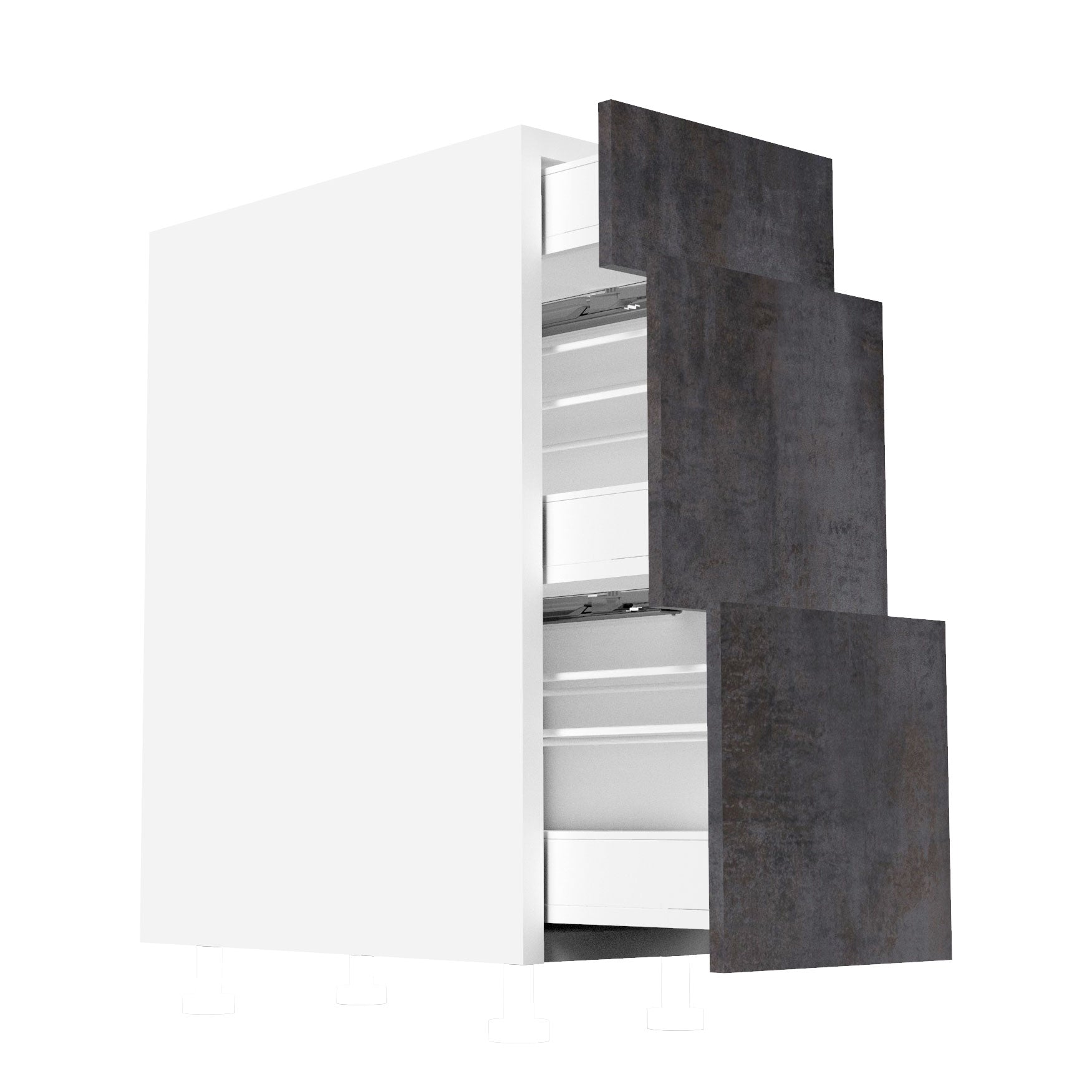 RTA - Rustic Grey - Three Drawer Base Cabinets | 12"W x 30"H x 23.8"D