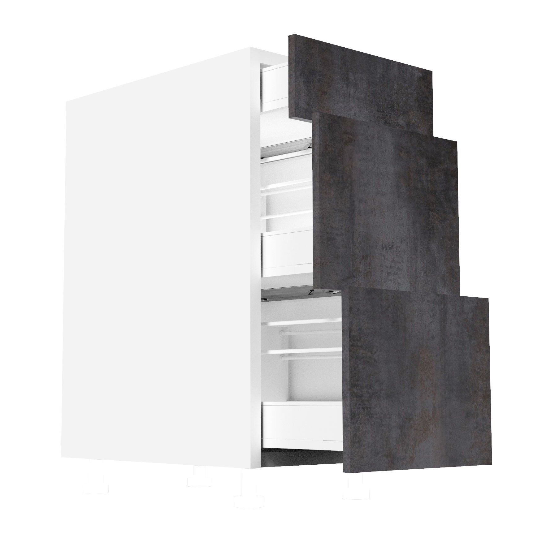 RTA - Rustic Grey - Three Drawer Base Cabinets | 15"W x 30"H x 23.8"D
