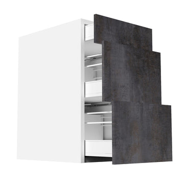 RTA - Rustic Grey - Three Drawer Base Cabinets | 18"W x 34.5"H x 24"D