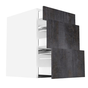 RTA - Rustic Grey - Three Drawer Base Cabinets | 21"W x 34.5"H x 24"D