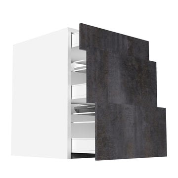 RTA - Rustic Grey - Three Drawer Base Cabinets | 24"W x 34.5"H x 24"D
