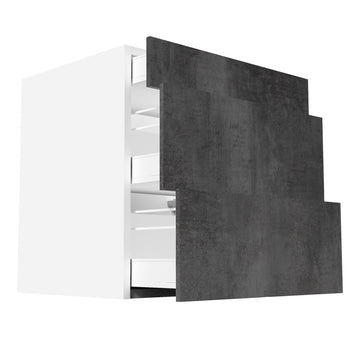 RTA - Rustic Grey - Three Drawer Base Cabinets | 30"W x 34.5"H x 24"D