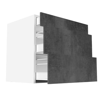 RTA - Rustic Grey - Three Drawer Base Cabinets | 33"W x 34.5"H x 24"D