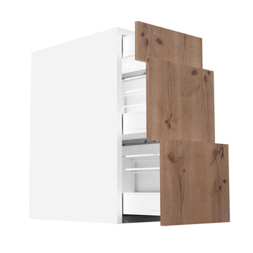 RTA - Rustic Oak - Three Drawer Base Cabinets | 15"W x 30"H x 23.8"D